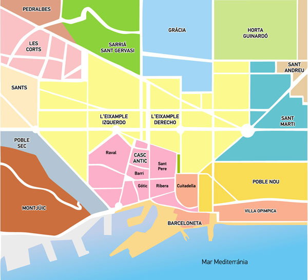 Карта районов - Барселона